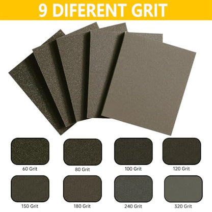 16PCS 60 Grits Sanding Sponge Coarse Sanding Block, Washable and Reusable Wet Dry Sandpaper Sponge， Sander Sponges for Wood Drywall Metal Wood - color: Brown, size: 60 Grits-16PCS