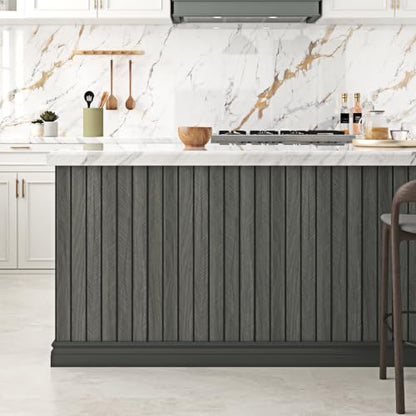 Black Grey PVC Acoustic Slat Wall Panel Peel and Stick for Walls - color: Black, size: 12×120"
