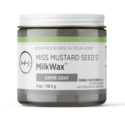 Miss Mustard Seed's MilkWax Grime Wood Wax for Furniture & Cabinets, 4 oz. - color: Grime Gray, size: 4 Ounce (Pack of 1)