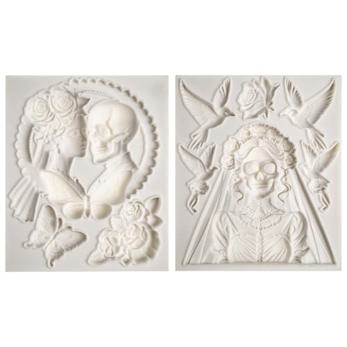 Skeleton Bride and Groom Clay Molds for Crafts - color: Skull Couple