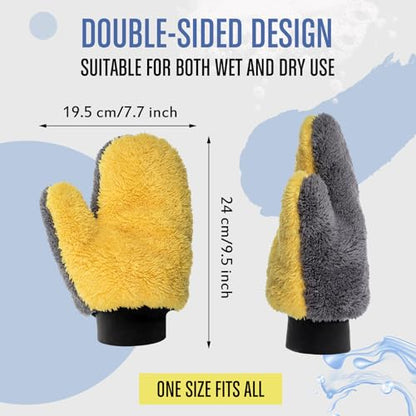 Paint Mitt Stain Gloves Reusable Microfiber - color: Gray,yellow
