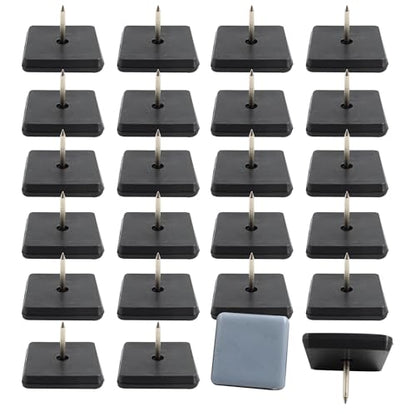 24pcs 1" Nail on Furniture Glides Sliders for Wooden Furniture, Furniture Sliders Pads Square Teflon Furniture Glides Floor Protectors PTFE Moving Furniture Glides - size: 1x1"-24pcs