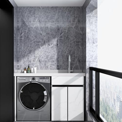 Haimin 3D Wall Panels Peel and Stick Marble Tile Look 10 Pack Waterproof - color: Gray-YSH