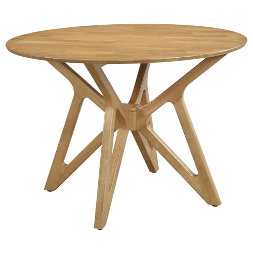 Coaster Home Furnishings - Elowen - Wood - 5-piece Dining Set with Round Dining Table and Light Brown Upholstered Chairs - Dining Room & Kitchen - Walnut & Light Brown - 108440-S5