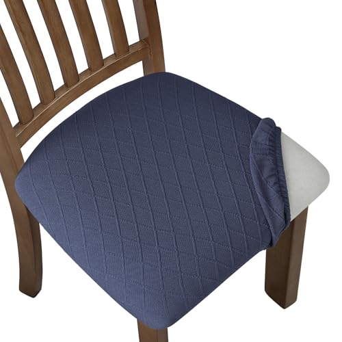 Fuloon Dining Chair Seat Covers Stretch Slipcovers, 6 Pack, Navy Blue - color: Navy Blue, size: Not Waterproof
