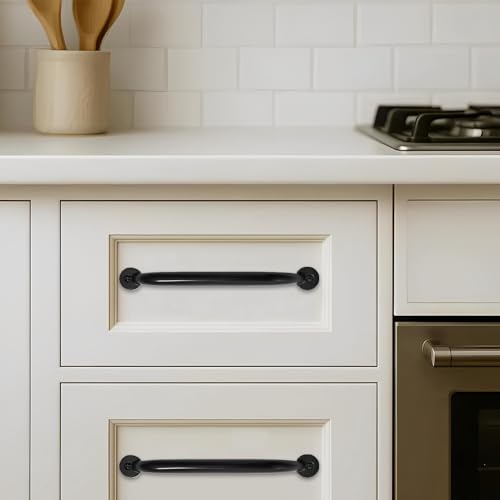 10 Pack 3-1/2 inch Hole Center Matte Black Cabinet Pulls - Heavy Duty Solid Drawer Hardware Handles Kitchen Vanity Bathroom Handles - color: Matte Black, size: 3-1/2"(89mm) Hole Center