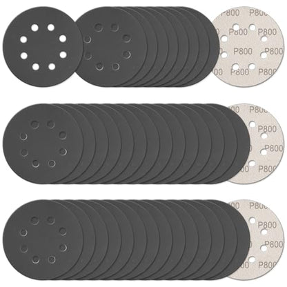 100Pcs 5 Inch Sanding Discs Hook & Loop 8-Hole Wet Dry Sandpaper 800 Grit - style: 100Pcs 800 Grit