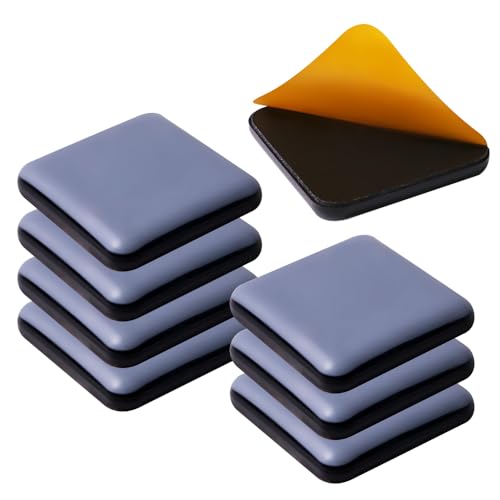 Furniture Sliders for Carpet and Hardwood Floors, Adhesive Glides, Self-Stick PTFE (Teflon) Pads, Square 40mm, 8 Pack, Dusty Blue - size: square40mm