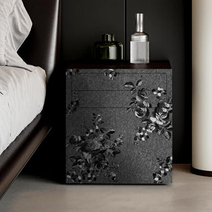 Black Floral Peel and Stick Wallpaper Modern Textured 17.3 x 196.9in - color: Black, size: 17.3" x 196.9"