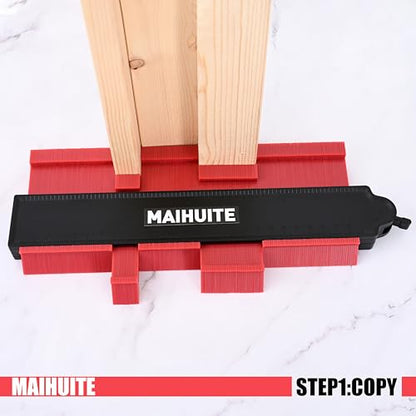 10" Contour Duplication Gauge，Adjustable Lock ，Precisely Copy Irregular Shape ，Irregular Welding Woodworking Tracing ， Must Have Tool for DIY Handyman, Construction 10 Inch,(RED)