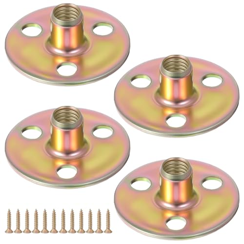 4 Sets Furniture Leg Mounting Plates 5/16 Furniture Leg Mounting Plates Three Hole Cylindrical Plate with 12 Screws Cylindrical Plate Nut T Nuts for Sofa Chair Cabinet Couch Strengthen Weak Feet
