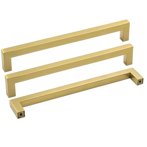 Goldenwarm 25 Pack 7-1/2 Inch Gold Cabinet Handles Brushed Cabinet Pulls - color: Gold, size: 7-1/2in Hole Centers