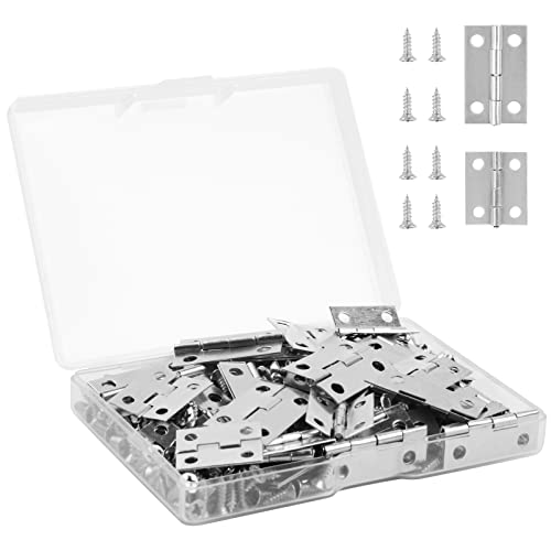 VIPMOON 70PCS Small Hinges for Wooden Box with 300 Tiny Screws, Mini Silver Folding Butt Hinges 24 x 16mm & 18 x 15mm, 2 Sizes for DIY Small Crafts/Jewelry Box - color: Silver, size: 24 x 16mm & 18 x 15mm