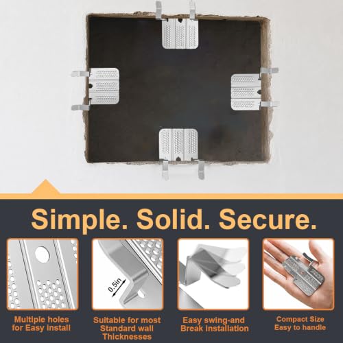 Drywall Repair Clips 12 Pack, Stainless Steel Drywall Fastener Clip Kit with 24 Screws, Wall Hole Repair Patch Fits 1/2 inch Panels for DIY Damaged Walls Repairing, Home Improvement