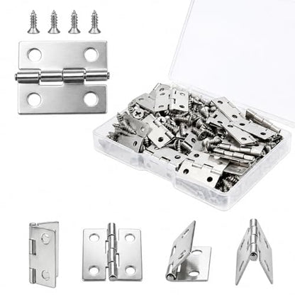 50-Pack 18 x 15mm Silver Mini Hinges, 200 Screws for Jewelry Boxes - color: Silver