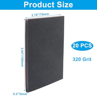 20 PCS Ultra Fine 320 Grit Sanding Sponge - size: 320 Grit