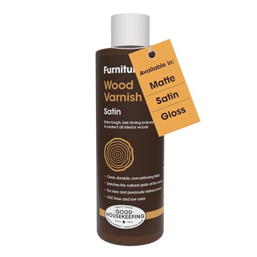 Furniture Clinic Wood Varnish, Polyurethane Waterproof Coating, Satin - color: Satin, size: 8.5 fl oz