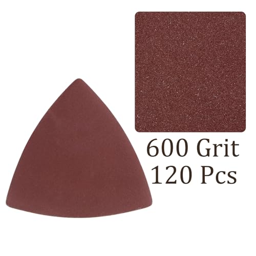 120pcs Mouse Sander Detail Sandpaper 600Grit 3-1/8" Triangle - size: 600 grit