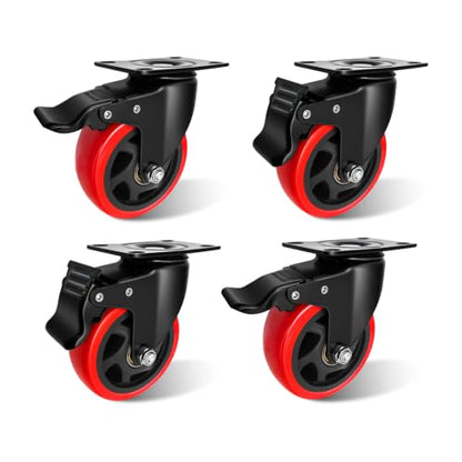 1.5" Caster Wheels,1.5 inch Heavy Duty Casters with Brake Set of 4 - size: 1.5 Inch (4 Pack)