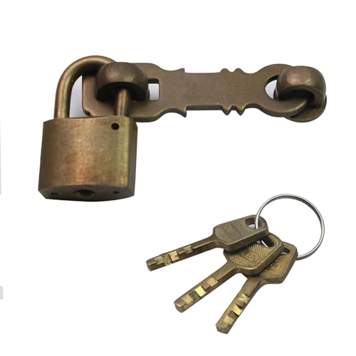 Retro Heavy Duty Padlock, Bronze Door Lock with Hasp and Keys - size: Dark Brass Hasp+Padlock