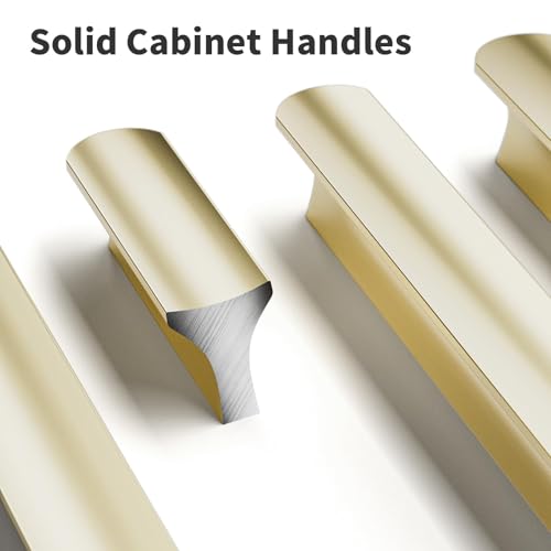 Cobbe 10 Pack Champagne Bronze Cabinet Pulls 6-5/16 inch (160mm) Hole Centers Gold Kitchen Cabinet Handles Drawer Pulls Dresser Handles Cabinet Door Handles Cabinet Hardware - color: Gold 10 Pack, size: 6-3/8" hole center spacing