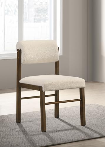 Coaster Kehoe Upholstered Dining Chair Set of 2, Walnut and Cream 193932WAL - color: Walnut/Cream