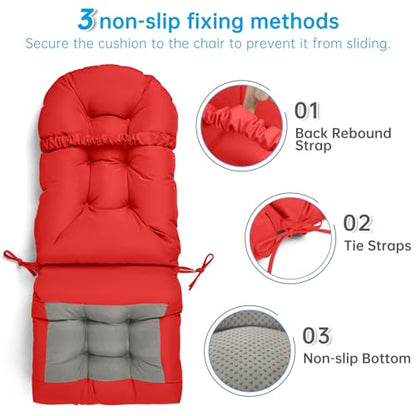 Adirondack Chair Cushion Waterproof Outdoor Rocking Chair Pads - color: Red