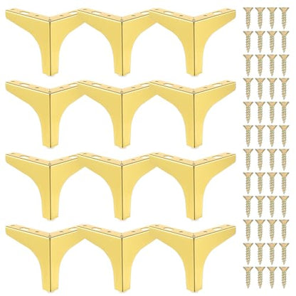 12 Pieces Metal Furniture Legs Modern Style Triangle Dresser Legs Sofa Feet DIY Replacement Legs for Chairs Table Cabinet Cupboard Sofa Couch Ottoman (Gold, 4 Inch) - color: Gold