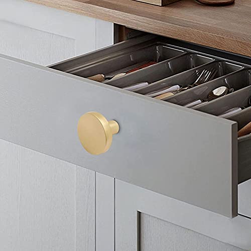 6 Pack Brushed Brass Cabinet Knobs, Gold Drawer Knobs Round Knob for Dresser Drawers, Single Hole Cabinet Door Knob Dresser Drawer Pulls Handles - color: Gold