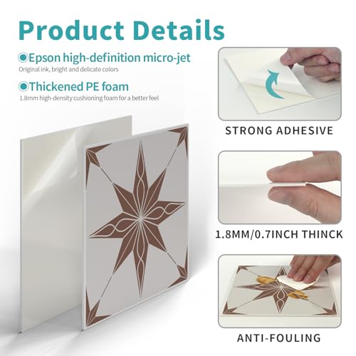 Alwayspon 12 Sheet 6x6inch 3D Thicken Foaming Board Vinyl Backsplash Marble Tiles, Self-Adhesive Peel and Stick Wall Tile Stickers Stick on Subway Tiles for Kitchen Bathroom Wall - color: Art183