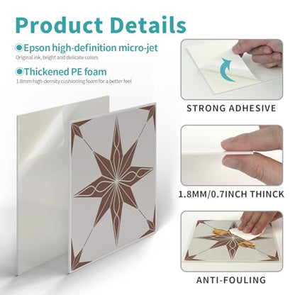 Alwayspon 12 Sheet 6x6inch 3D Thicken Foaming Board Vinyl Backsplash Marble Tiles, Self-Adhesive Peel and Stick Wall Tile Stickers Stick on Subway Tiles for Kitchen Bathroom Wall - color: Art183