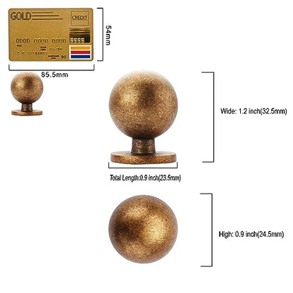 Amerdeco 10 Pack Antique Brass Cabinet Knobs Single Hole Cabinet Pulls 1 Inch Diameter Round Drawer Knobs and Pulls for Bathroom Cabinets ZH0053 - color: Antique Brass, size: Single Hole