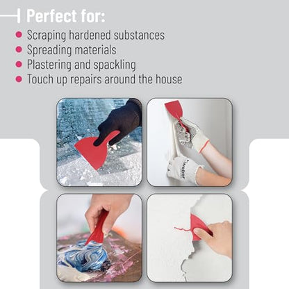 Bates- Plastic Putty Knife Set, 6 Inch, 10 Pack, Red, Flexible Paint Scraper Tool for Spackling, Spackle Tool, Plastic Putty Knife Scraper, Solvent Resistant - color: Red, size: 6 Inch, 10 Pack