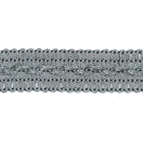 Decorative Braid Trim for Sewing and Upholstery, 3/4 Inch - 5 Yards, Woven Gimp Braid Ribbon Trim for Curtains, Pillows, Costumes, Lampshades, Home Decor and Craft Projects (Gray) - color: Gray