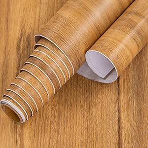 COSNIGHT Wood Grain Contact Paper for cabinets Peel and Stick Wallpaper - color: Brown, size: 15.7" x 590"