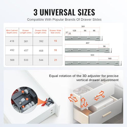 VEVOR Bottom Mount Drawer Slides 10 Pairs 21 Inch, Heavy Duty Ball Bearing Soft Close Full Extension Steel Tracks, Noiseless Guide Glides for Cabinet Kitchen Drawers with Locking, 100 Lbs Capacity - size: 21inch, style: 10 Pairs