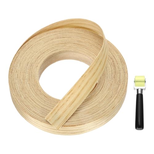 uxcell 7/8" x 49 ft Wood Edge Banding Pre-Glued Iron On Edging Strip Pine - color: Pine, size: 7/8" x 49 ft