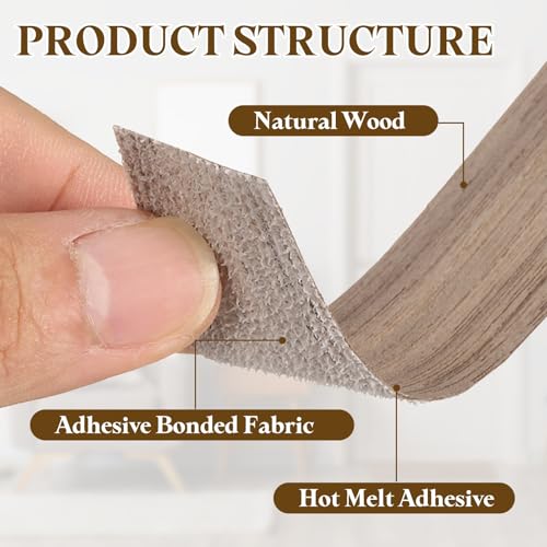 uxcell 1-1/2"x26ft Wood Veneer Edge Banding Pre-Glued Walnut Edging Strips - color: Walnut, size: 1-1/2 Inch x 26ft