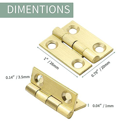 8Pcs 1" Brass Mini Butt Hinges Jewelry Box Cabinet