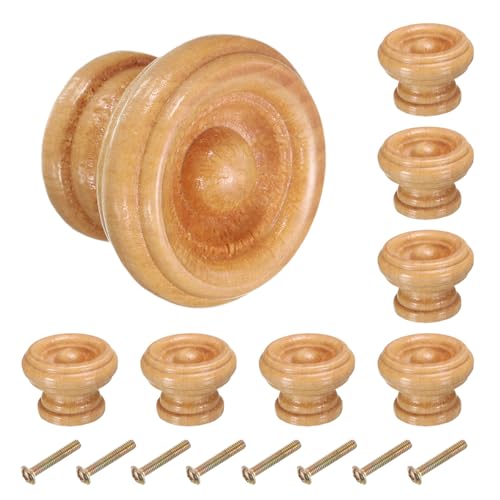 uxcell 8pcs Round Wooden Knobs, 37mm/1.5" Mushroom Shape Kitchen Cabinet Knobs Single Hole Drawer Pull Hardware Handles Decorative Furniture for Drawer Dresser Wardrobe, Light Brown - color: Light Brown