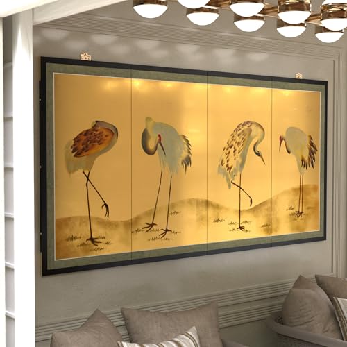 Red Lantern 36" x 72" Gold Leaf Cranes - color: Cranes