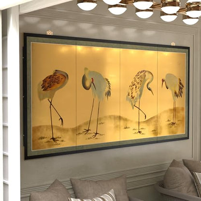 Red Lantern 36" x 72" Gold Leaf Cranes - color: Cranes
