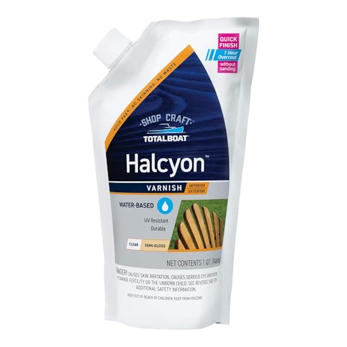 TotalBoat Halcyon Water-Based Marine Varnish for Wood - Clear Semi-Gloss Qt - color: Clear Semi-Gloss, size: Quart