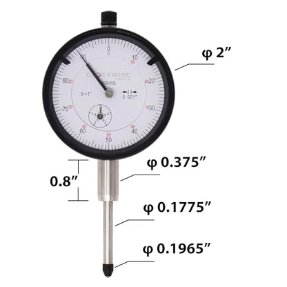 Clockwise Tools Dial Indicator, DICR-0105 0-1 inch - style: 0-1" DICR-0105