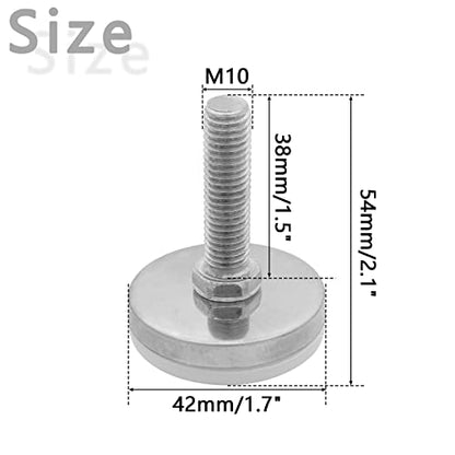 4Pcs M10 Thread Furniture Levelers M10 Table Leveling Feet Adjustable Leveler Feet Screw On Furniture Glide Leveling for Chairs, Table, Cabinets, M10 x 38mm Thread Rod - size: M10 x 38mm, 4Pcs
