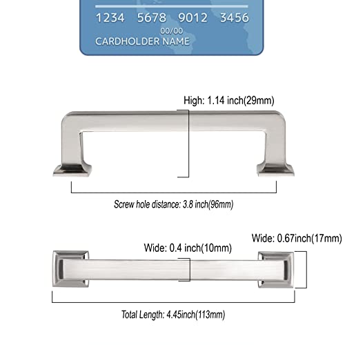 Brushed Satin Nickel Cabinet Handles Kitchen Pulls 3.75 Inch 10 Pack - color: Brushed Satin Nickel, size: 3.75" Hole Center