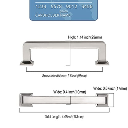 Brushed Satin Nickel Cabinet Handles Kitchen Pulls 3.75 Inch 10 Pack - color: Brushed Satin Nickel, size: 3.75" Hole Center