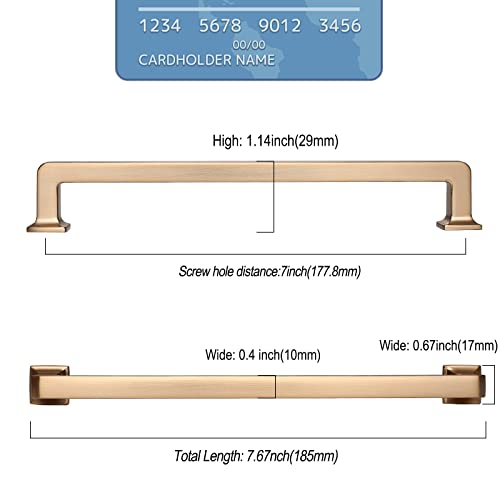 9BUILD 10 Pack 7 Inch Champagne Bronze Cabinet Handles,Kitchen Hardware - color: Champagne Bronze, size: 7"/177MM Hole Center