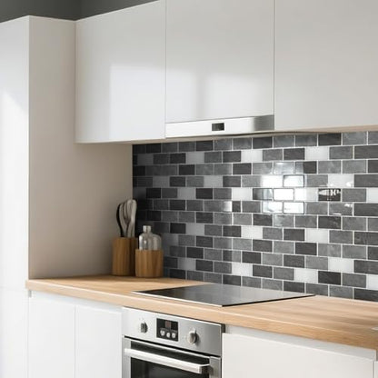 Art3d 10-Pack Subway Tiles Peel and Stick Backsplash, Granite, 12 x 12 Inch - color: Granite