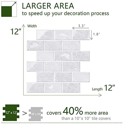 STICKGOO Subway Tile Peel and Stick Backsplash, Thicker Design 12" x 12" Stick on Backsplash Tiles for Kitchen, Bathroom, Wall Tile (10 Sheets, Cinderella Grey) - color: Cinderella Grey